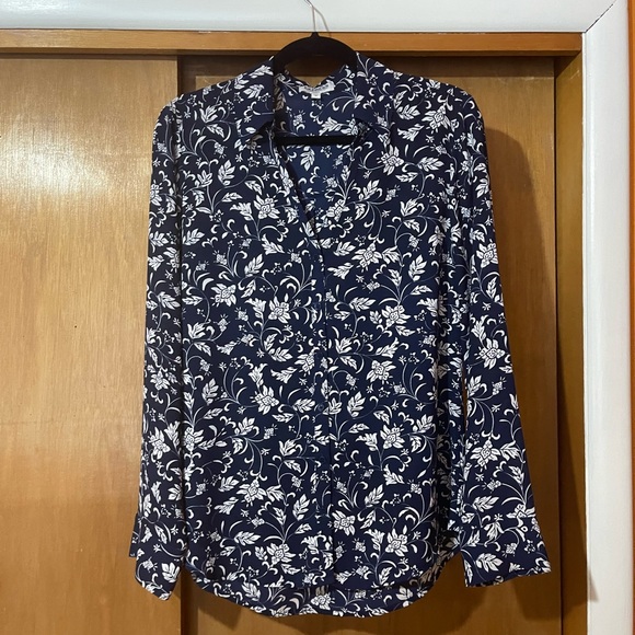 Express Navy Floral Portofino Shirt - Picture 1 of 3
